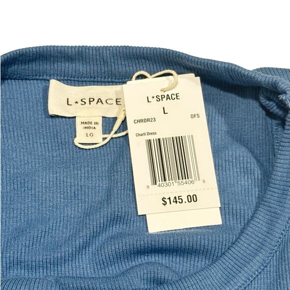 NWT! L*Space Charli Micro Ribbed Cut Out Dress in Offshore - Size Large - Picture 11 of 12